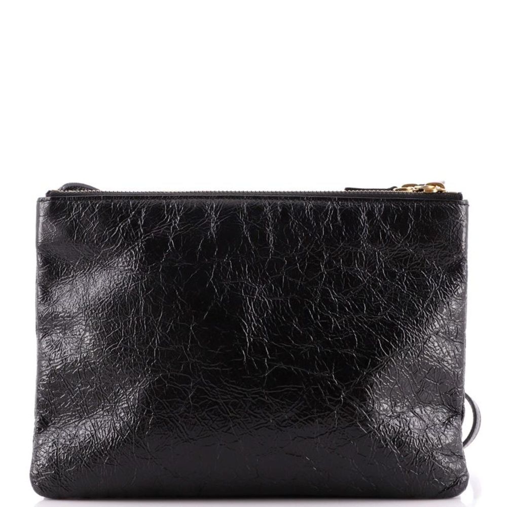 Celine Trio Crossbody Bag Crackled Leather Large Black - Picture 4 of 8